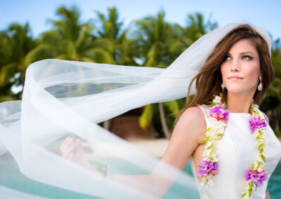 portrait d'une jeune mariée avec son voile